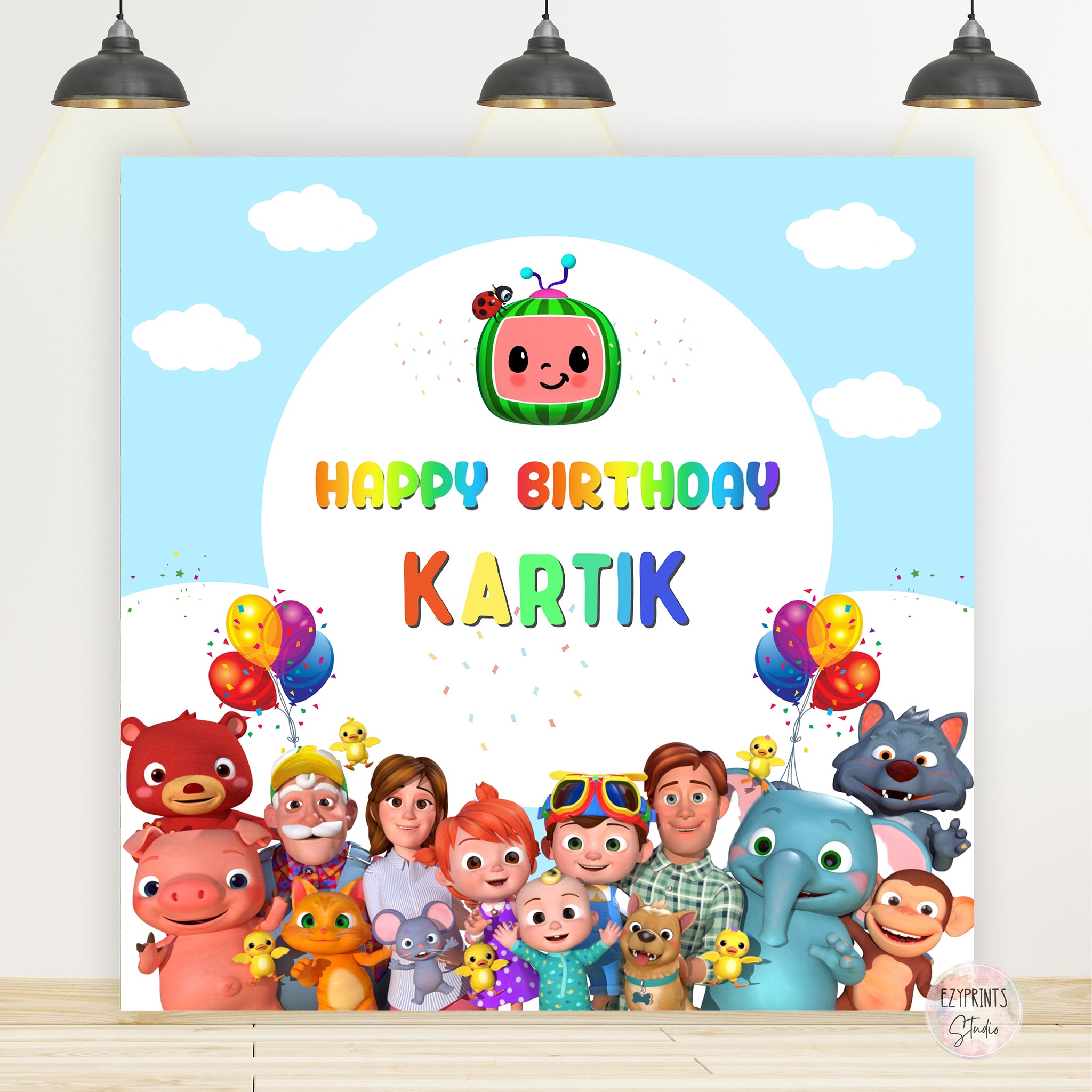 Cocomelon Theme Birthday Party Backdrop