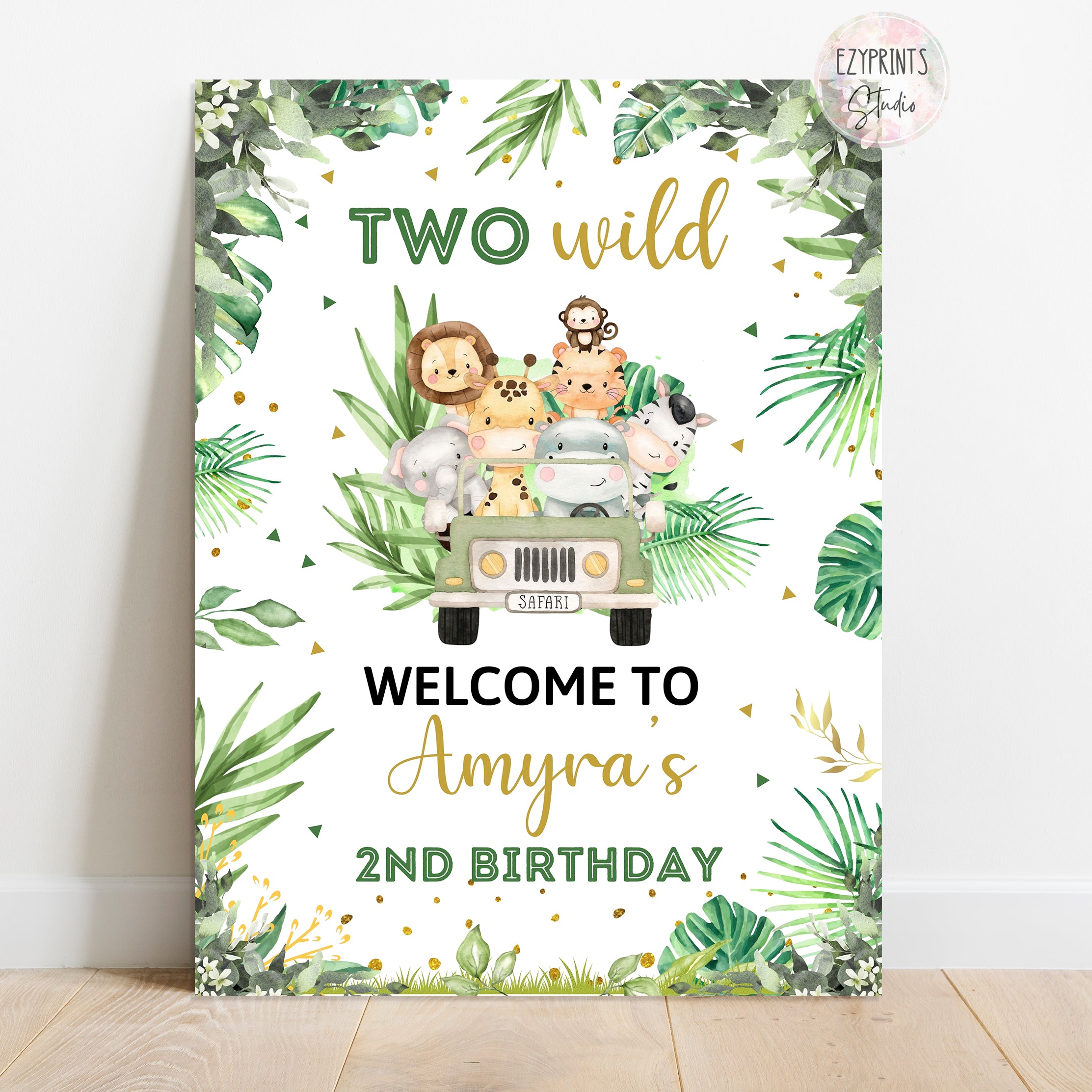 Two Wild Jungle Birthday Party Welcome Board