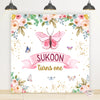 Butterfly Flowers Theme Birthday Backdrop