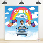 Car Rainbow Theme Birthday Backdrop