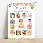 Personalised First Year Photo Collage Board | Girls Pink