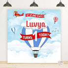 Blue Hot Air Balloon Birthday Backdrop