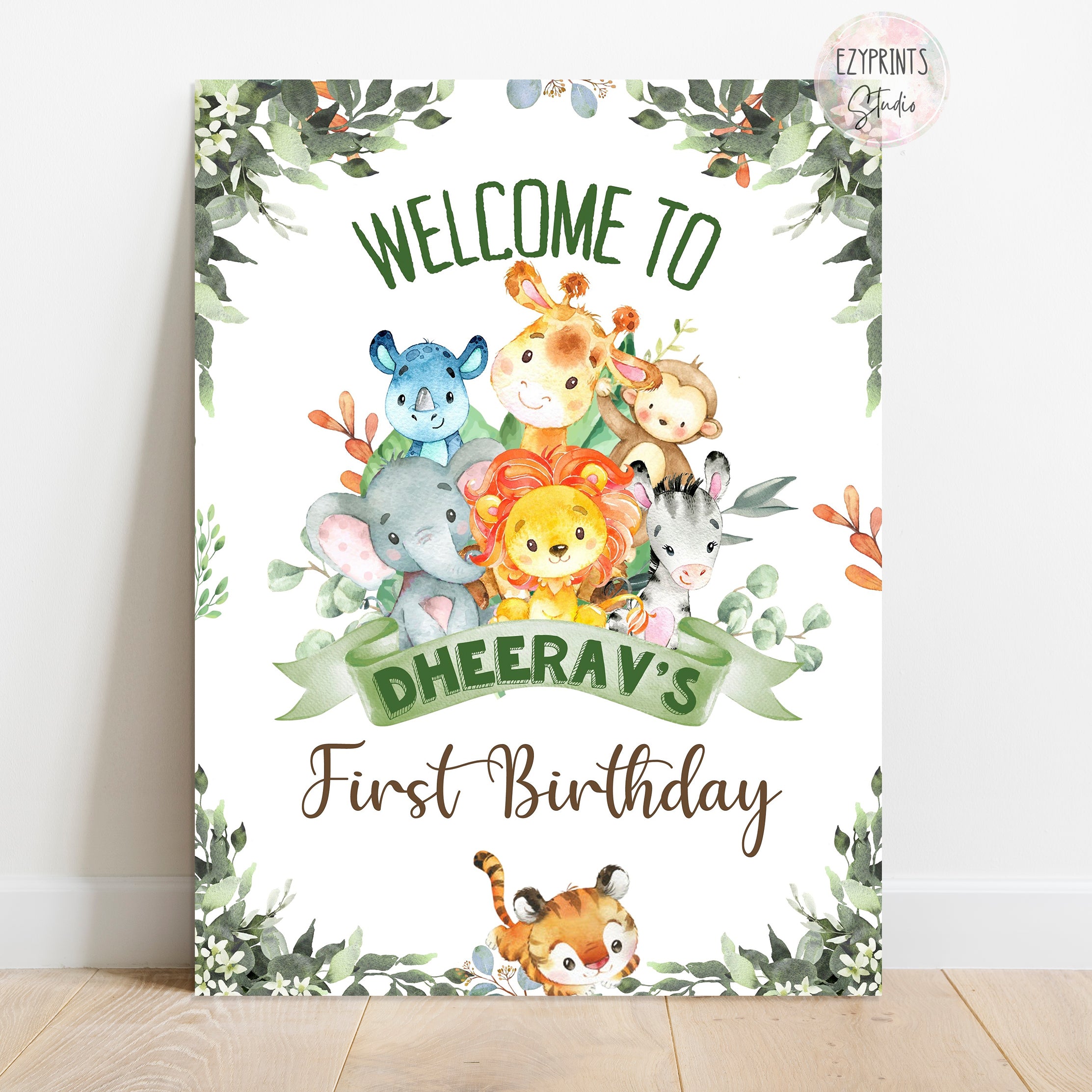 Wild Jungle Theme Birthday Party Board Ezyprints Studio