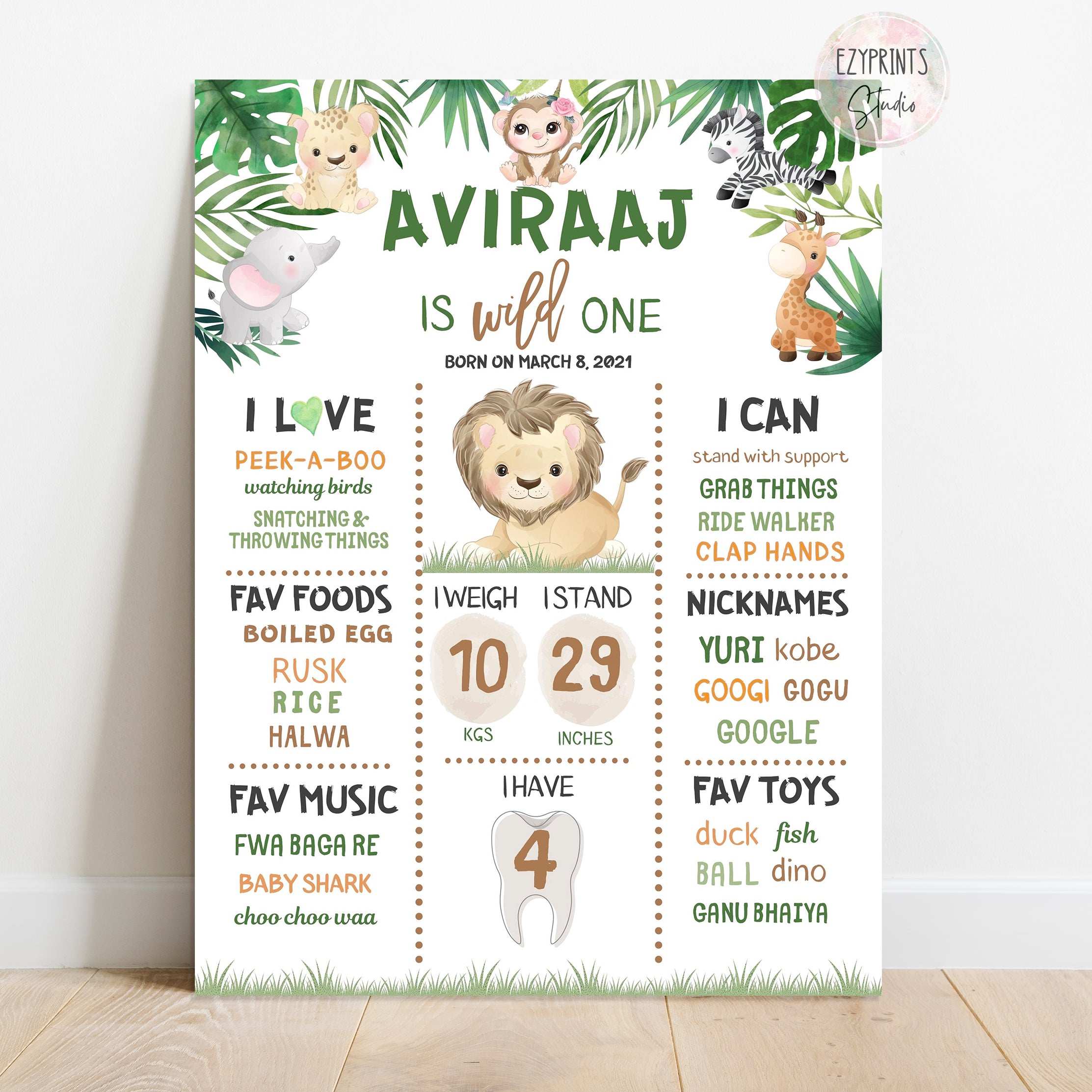 jungle safari birthday chalkboard