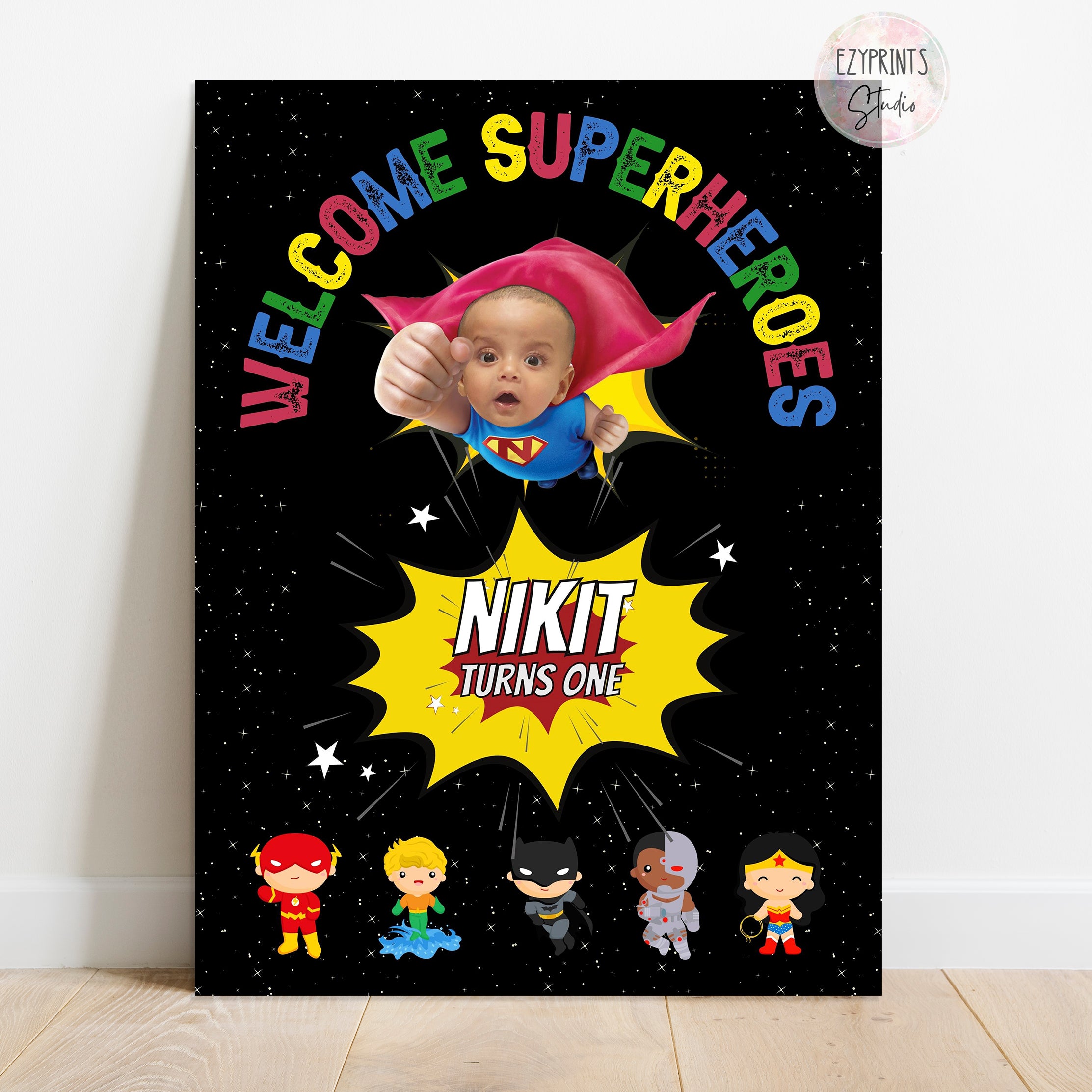 Justice League Theme Birthday Party Welcome Board