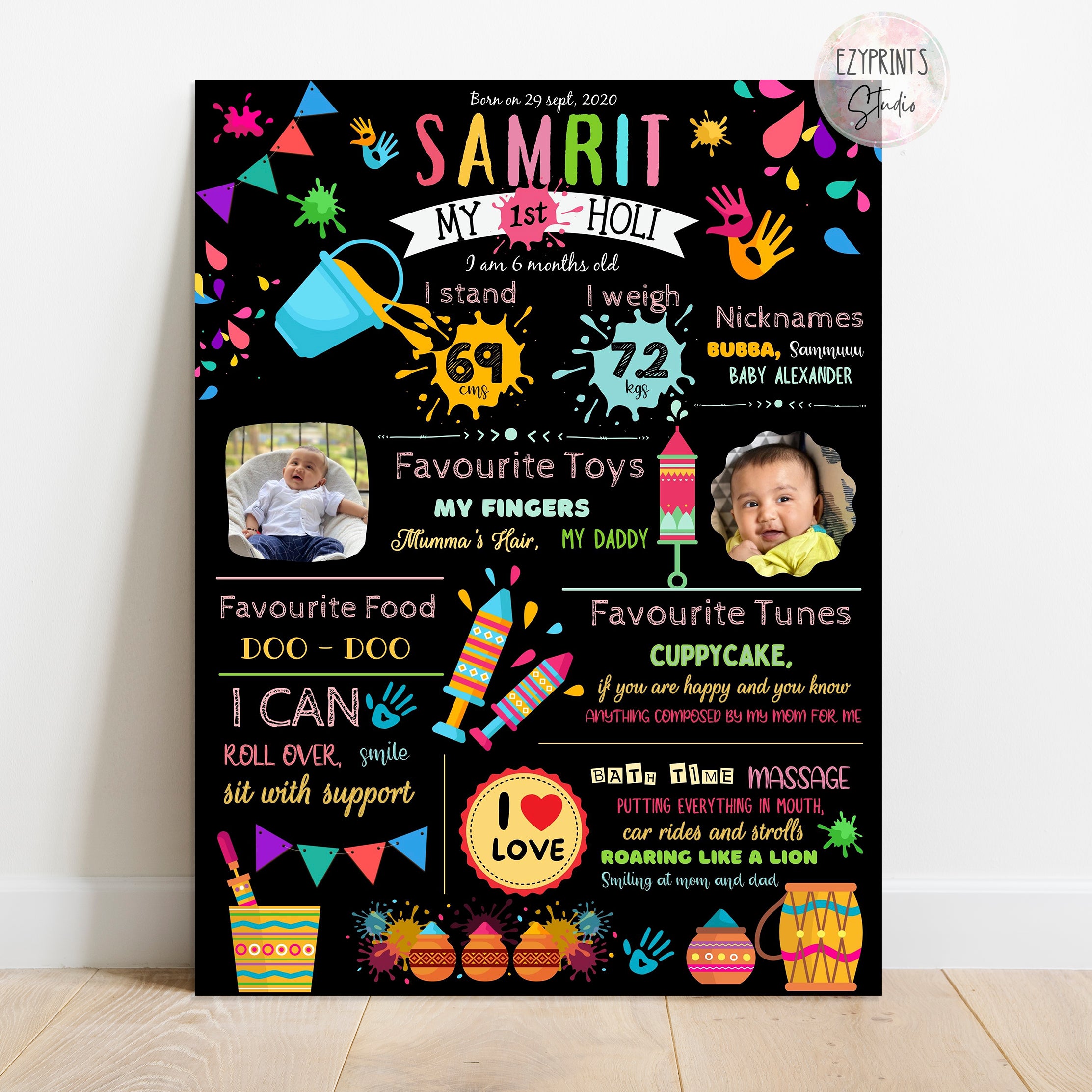 my first holi baby details board