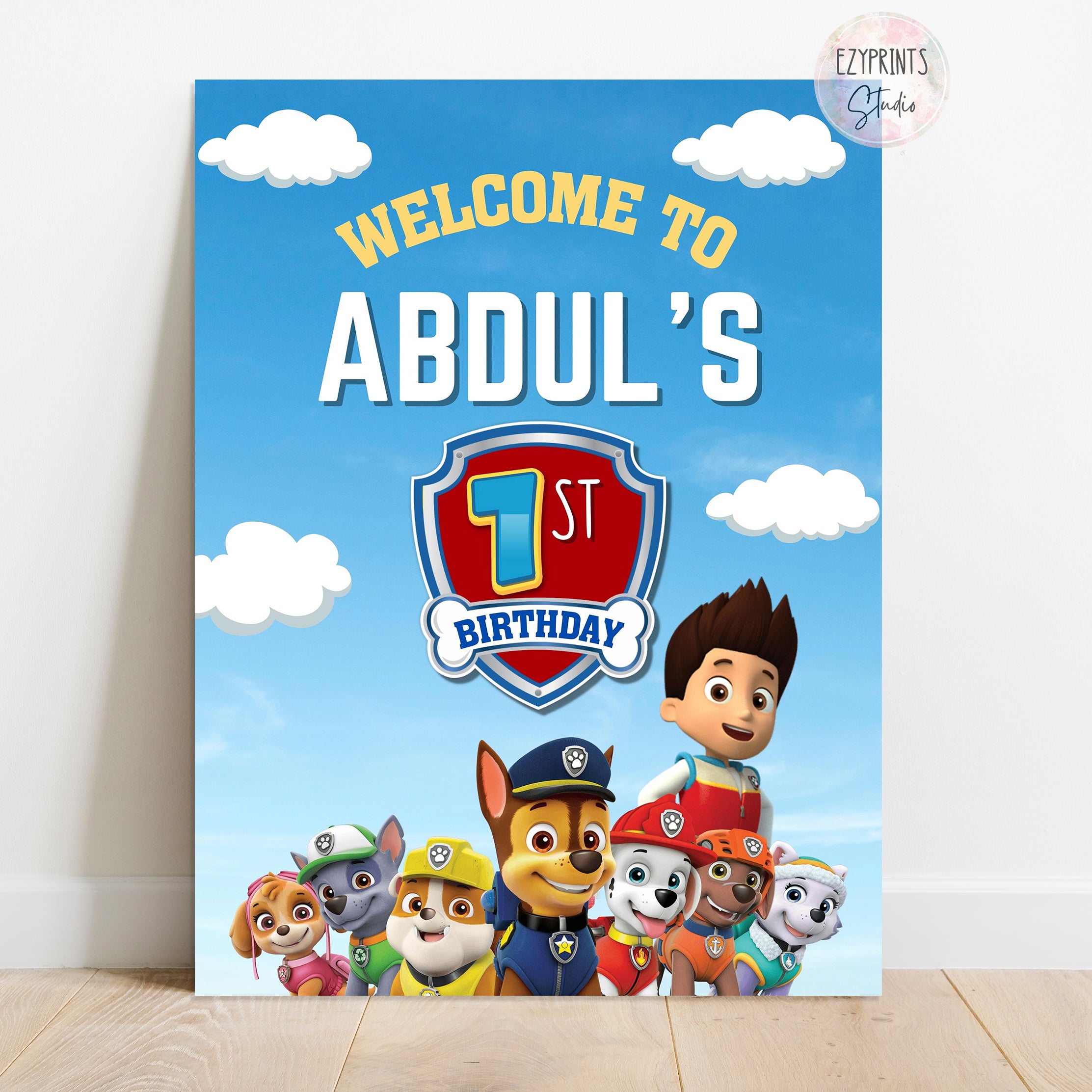paw patrol birthday welcome board