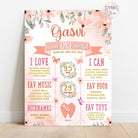 peach flowers girls birthday chalkboard